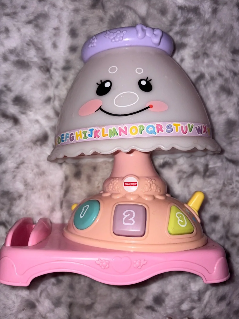Fisher-Price Pink, Purple & White Interactive Alphabet Lamp Toy